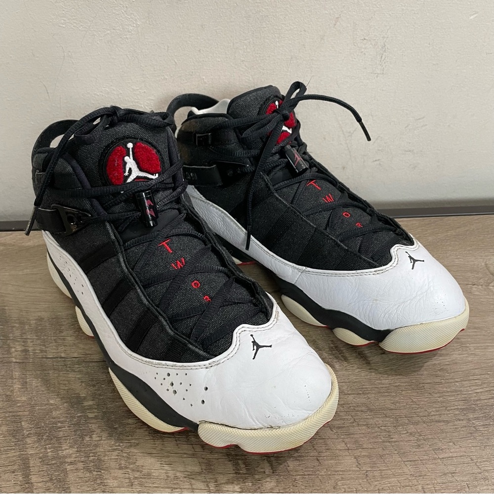 Mens NIKE Black & White AIR JORDAN 6 Rings BG BASKETBALL Athletic SNEAKERS Shoes